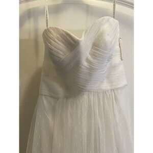 NEW WITH TAGS Galina Wedding Dress Size 4 Swiss Dot Tulle Sweetheart  WG3438